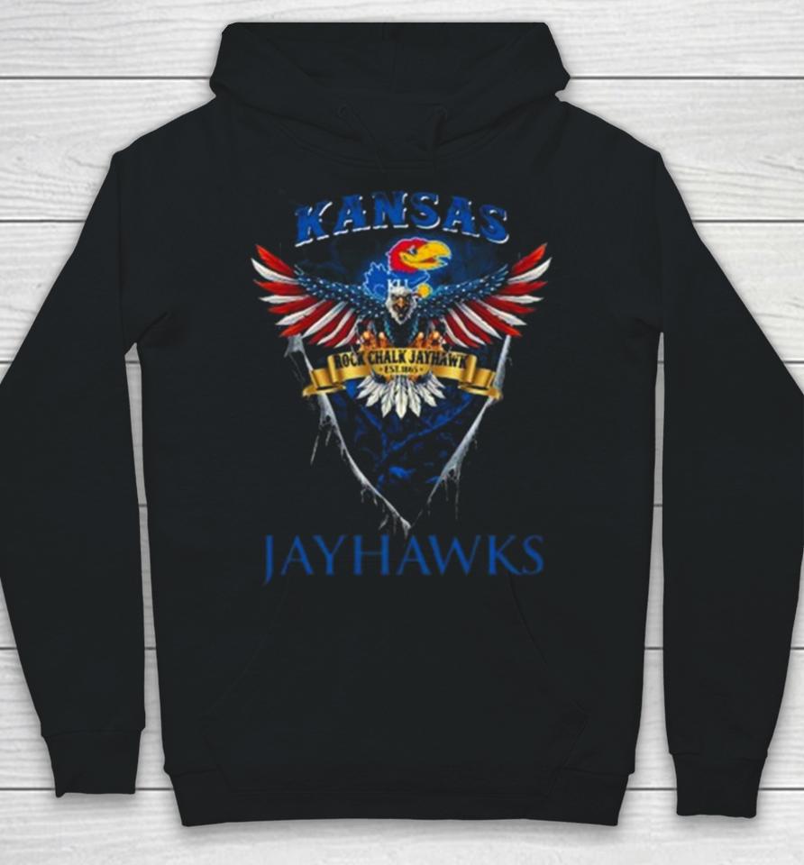 Rock Chalk Jayhawk Kansas Jayhawks Football Us Eagle Hoodie