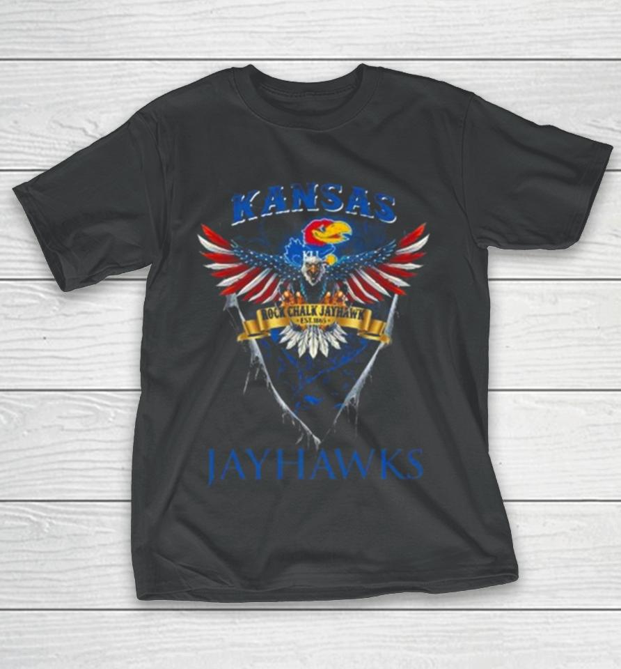 Rock Chalk Jayhawk Kansas Jayhawks Football Us Eagle T-Shirt
