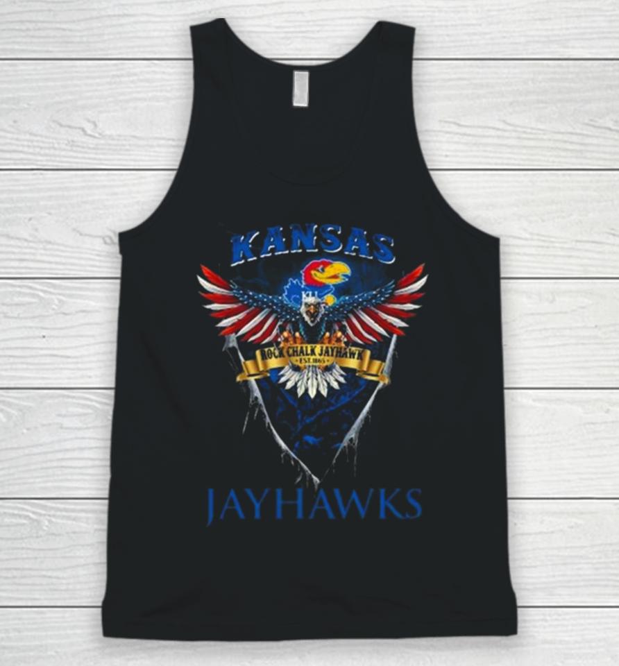 Rock Chalk Jayhawk Kansas Jayhawks Football Us Eagle Unisex Tank Top