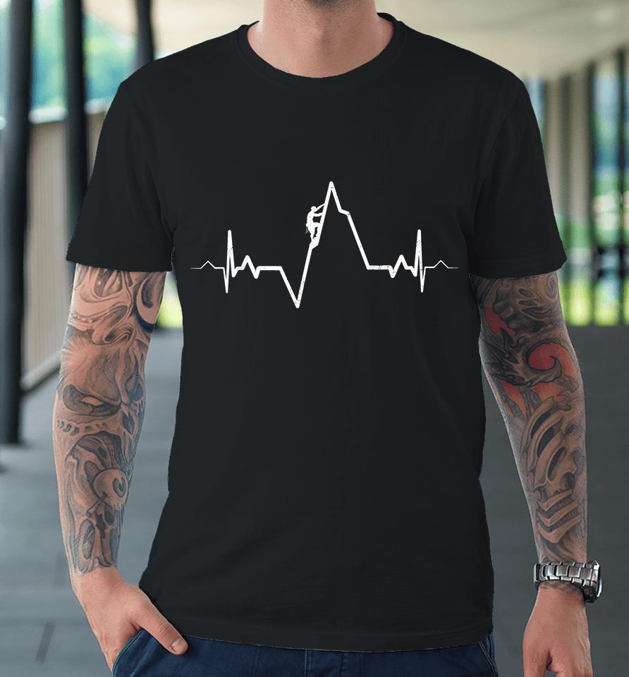 Rock Climbing Heartbeat Premium T-Shirt