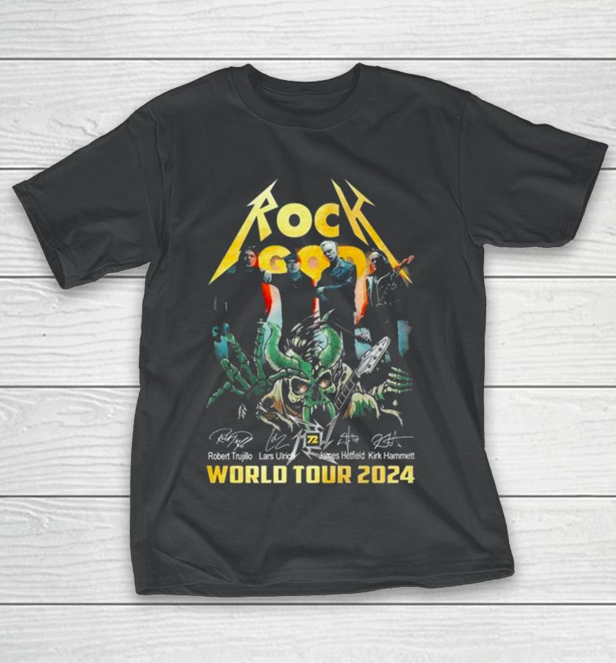 Rock God Metallica World Tour 2024 Signatures T-Shirt