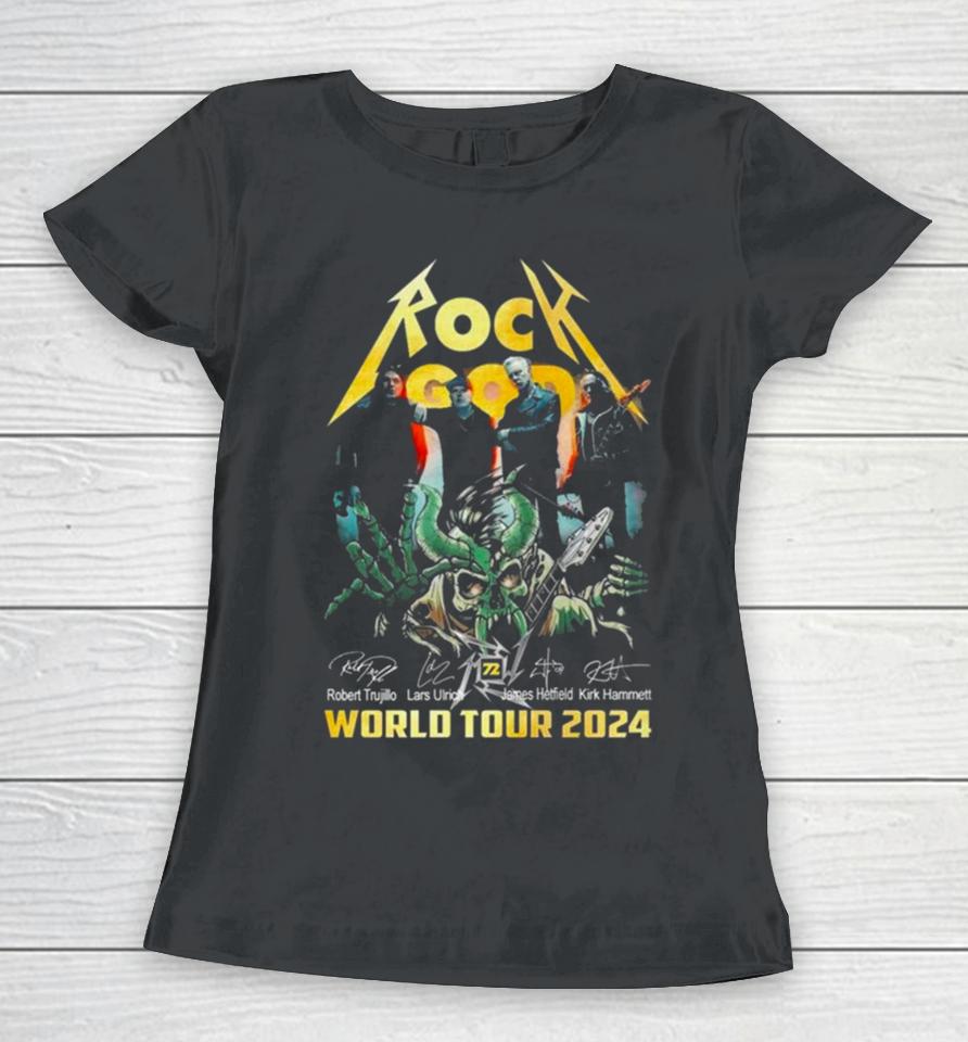 Rock God Metallica World Tour 2024 Signatures Women T-Shirt