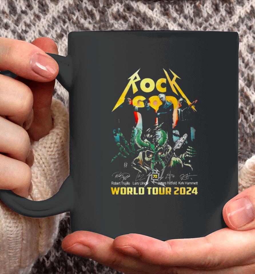 Rock God Robert Trujillo Lars Ulrich James Hetfield Kirk Hammett World Tour 2024 Signatures Coffee Mug