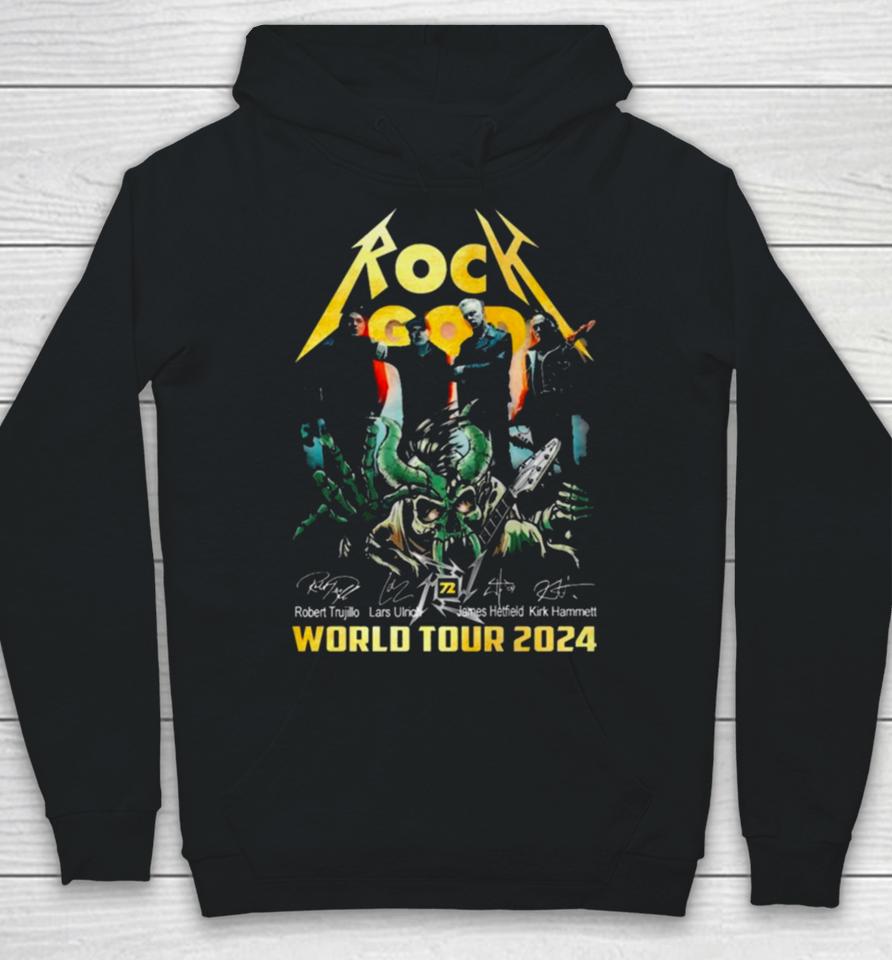 Rock God Robert Trujillo Lars Ulrich James Hetfield Kirk Hammett World Tour 2024 Signatures Hoodie