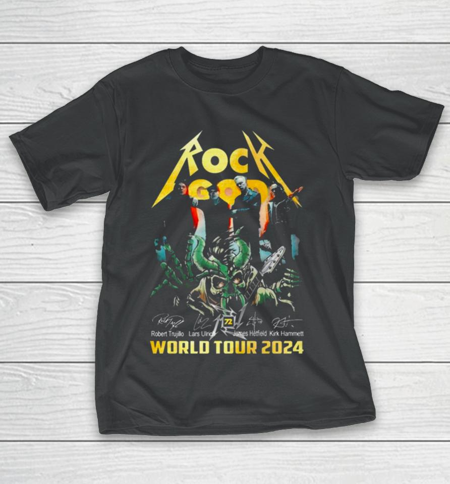 Rock God Robert Trujillo Lars Ulrich James Hetfield Kirk Hammett World Tour 2024 Signatures T-Shirt