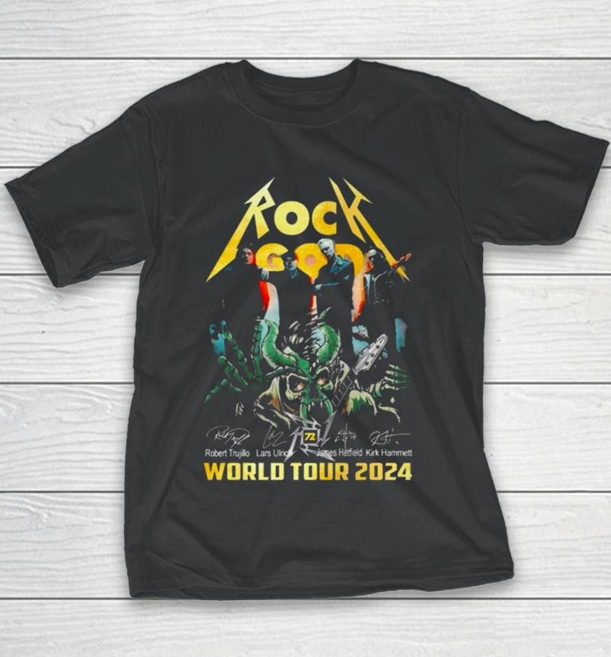 Rock God Robert Trujillo Lars Ulrich James Hetfield Kirk Hammett World Tour 2024 Signatures Youth T-Shirt
