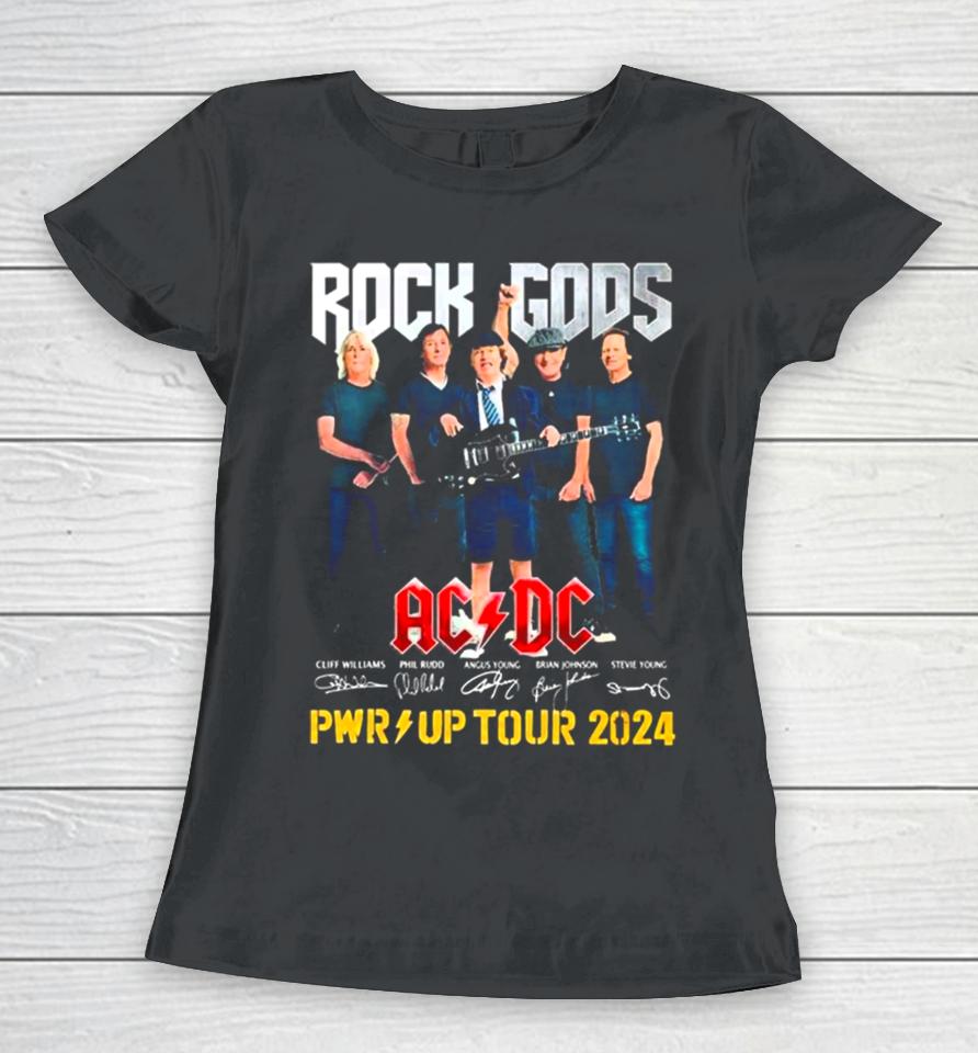 Rock Gods Acdc Pwr Up Tour 2024 Signatures Women T-Shirt