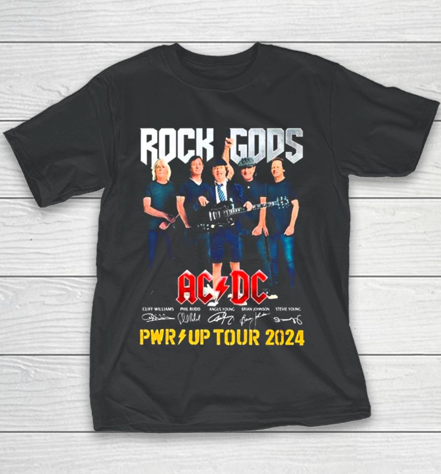 Rock Gods Acdc Pwr Up Tour 2024 Signatures Youth T-Shirt