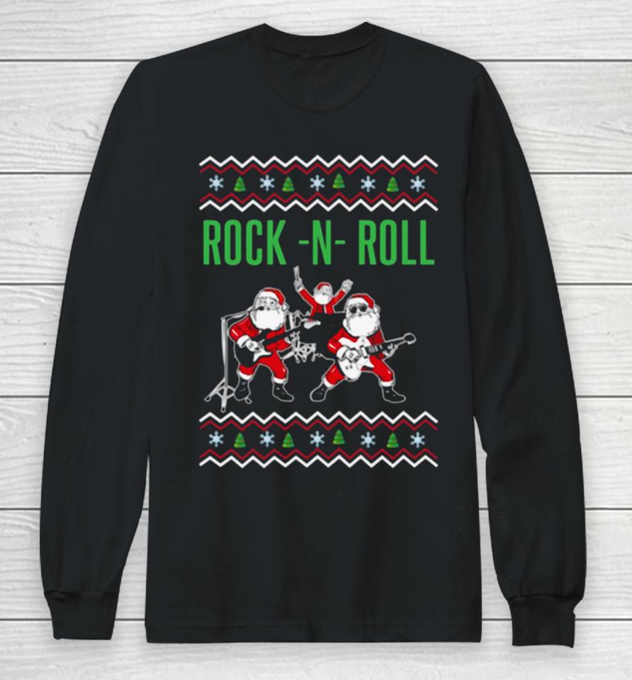 Rock N Roll Christmas Santa Rocks Music Band 2023 Long Sleeve T-Shirt