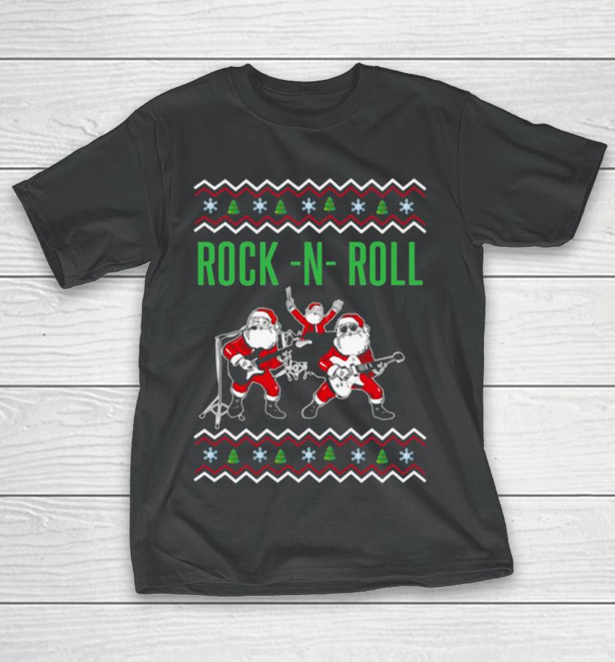 Rock N Roll Christmas Santa Rocks Music Band 2023 T-Shirt
