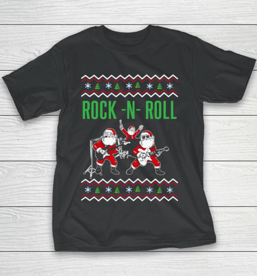 Rock N Roll Christmas Santa Rocks Music Band 2023 Youth T-Shirt