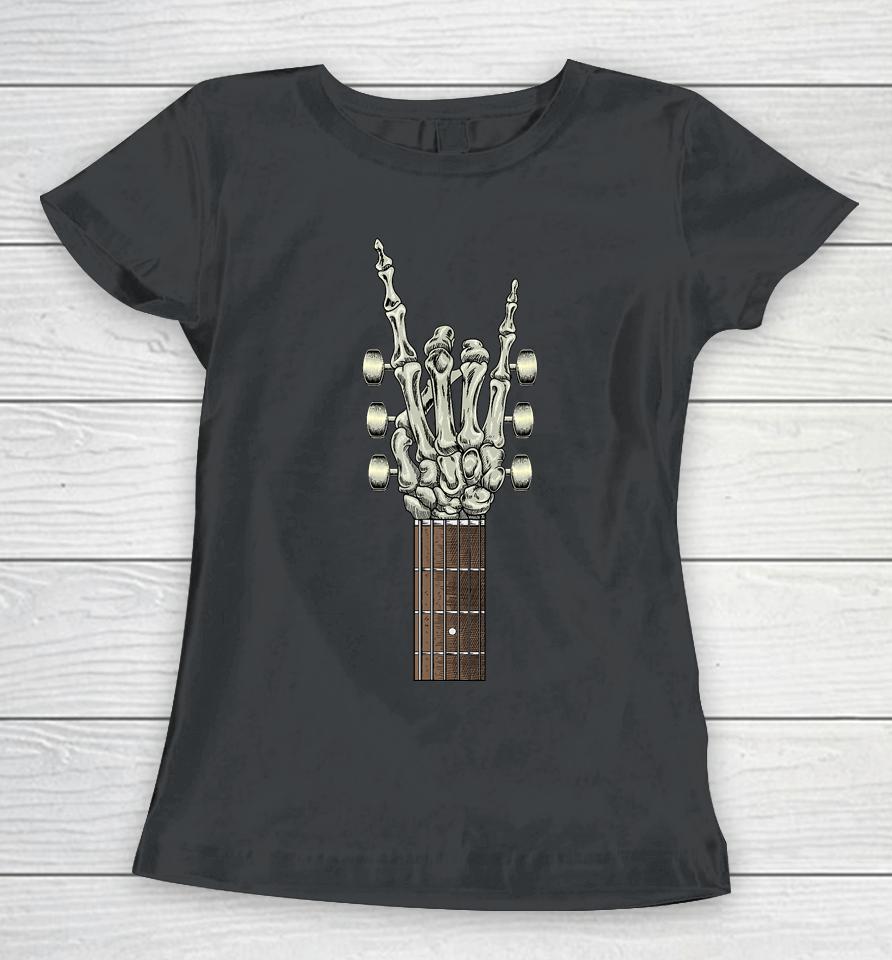 Rock On Skeleton Hand Guitar Rock &Amp; Roll Men Women Rock Band Women T-Shirt