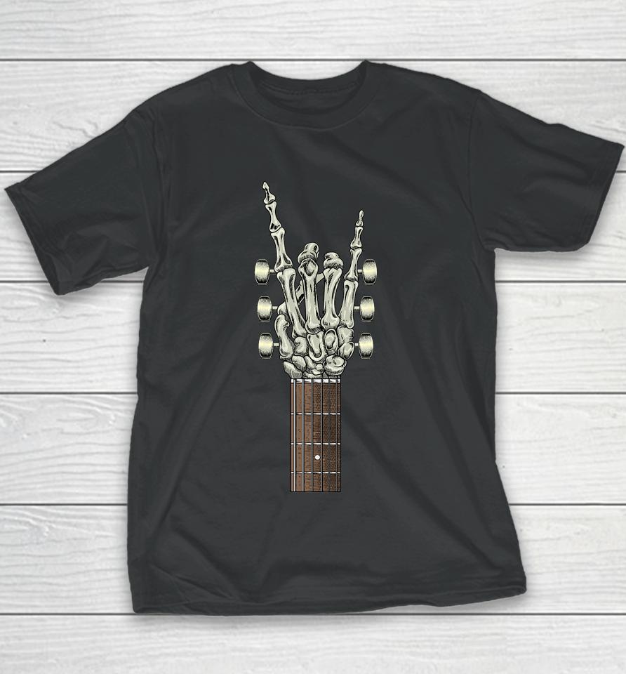 Rock On Skeleton Hand Guitar Rock &Amp; Roll Men Women Rock Band Youth T-Shirt