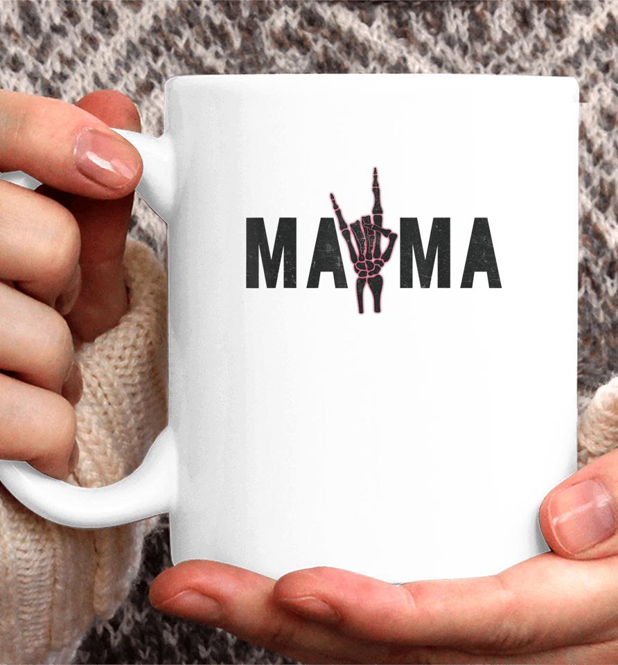 Rock On Skeleton Hand Mama Halloween Vintage Coffee Mug