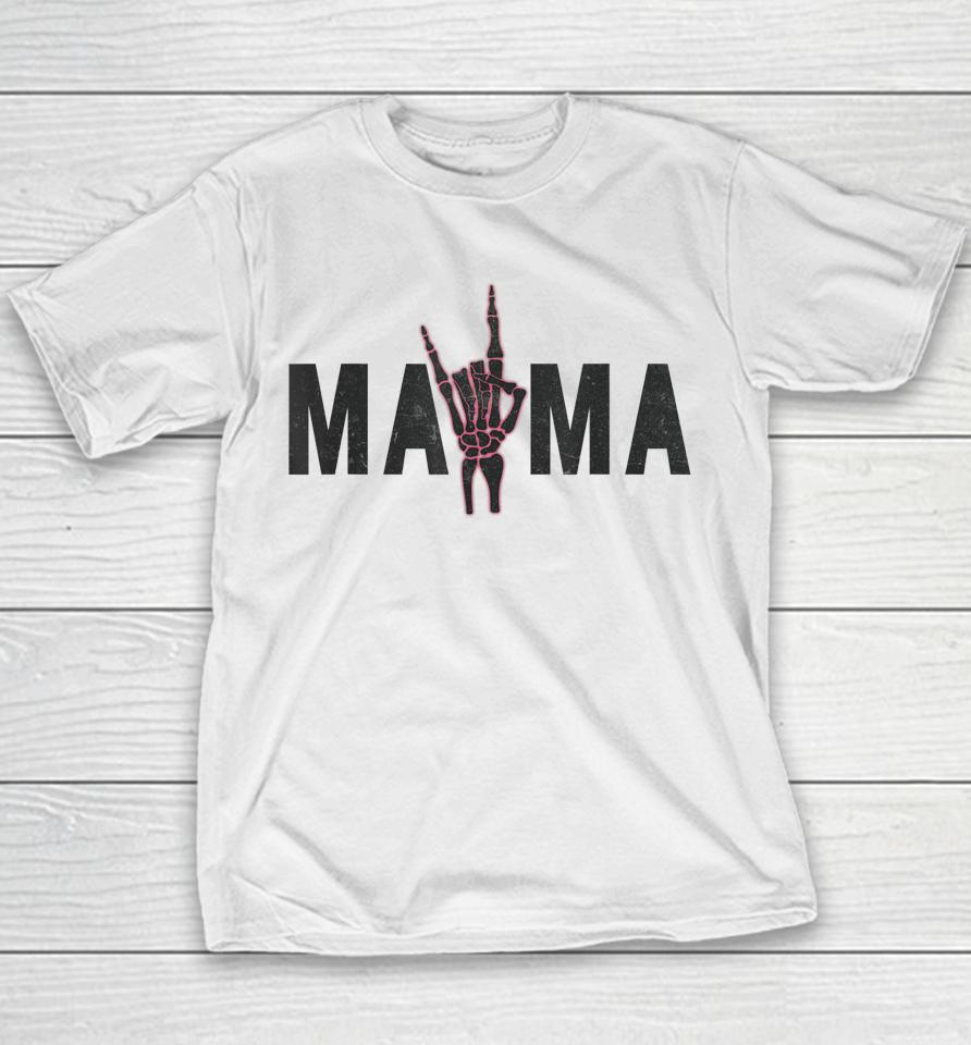 Rock On Skeleton Hand Mama Halloween Vintage Youth T-Shirt
