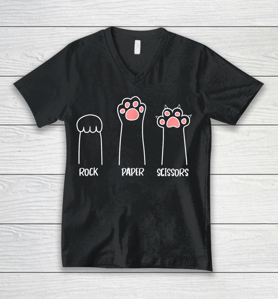 Rock Paper Scissors Cat Paw Unisex V-Neck T-Shirt