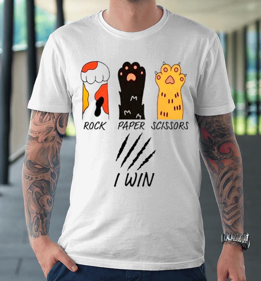 Rock Paper Scissors I Wine Cat Paws Funny Premium T-Shirt