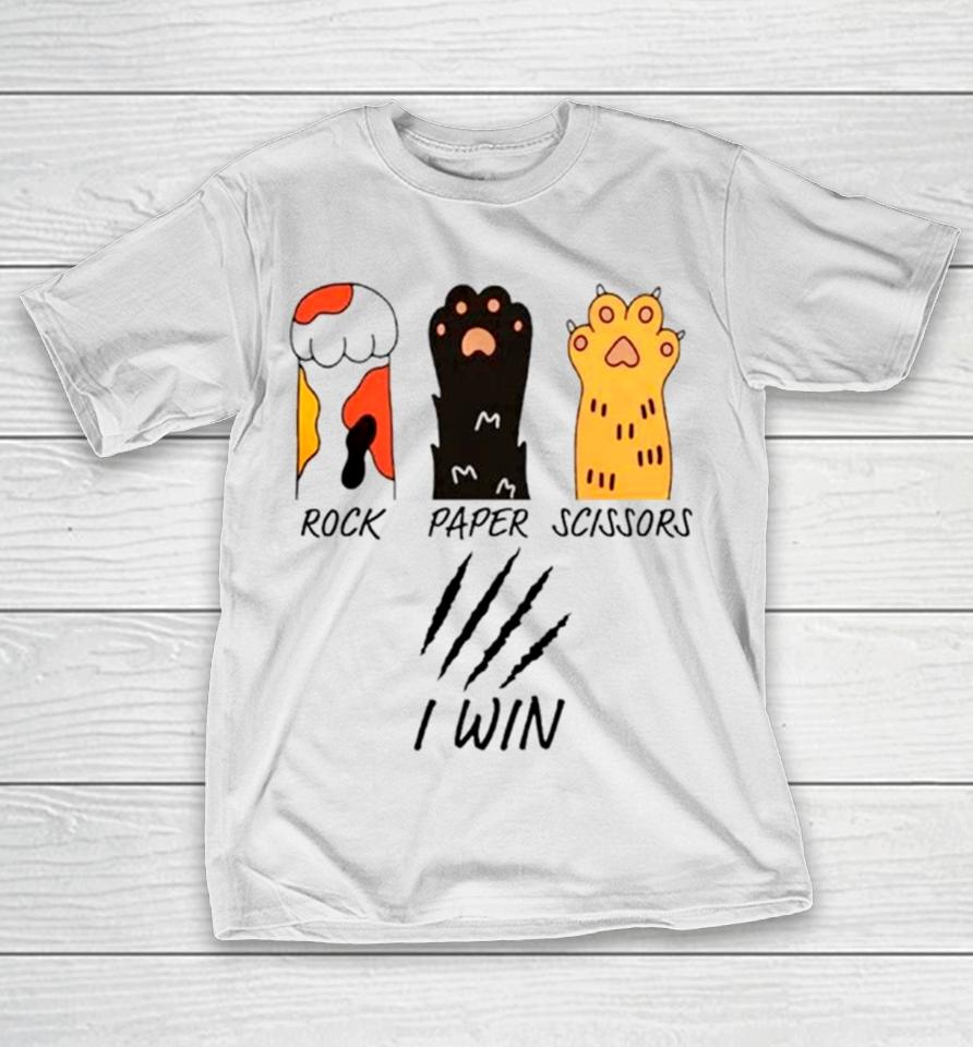 Rock Paper Scissors I Wine Cat Paws Funny T-Shirt