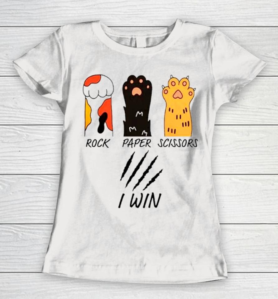 Rock Paper Scissors I Wine Cat Paws Funny Women T-Shirt