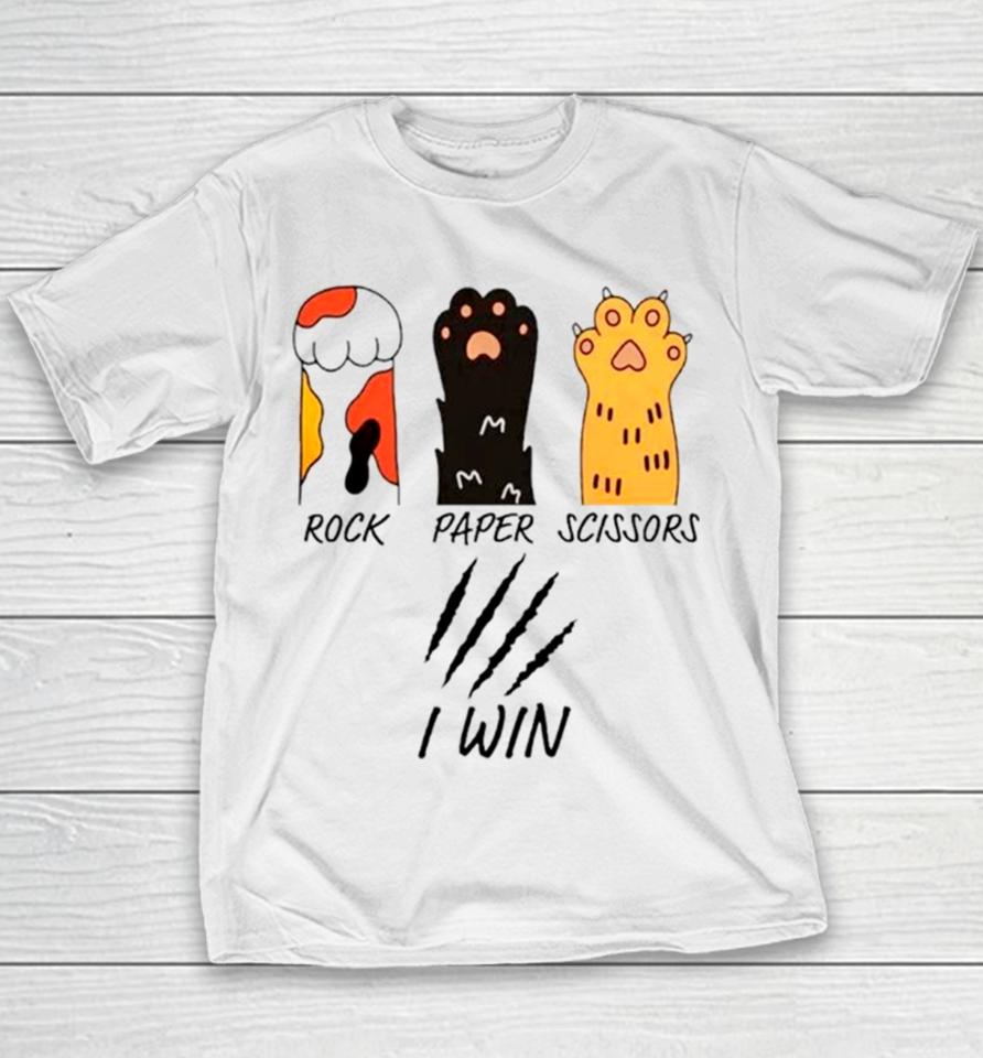 Rock Paper Scissors I Wine Cat Paws Funny Youth T-Shirt