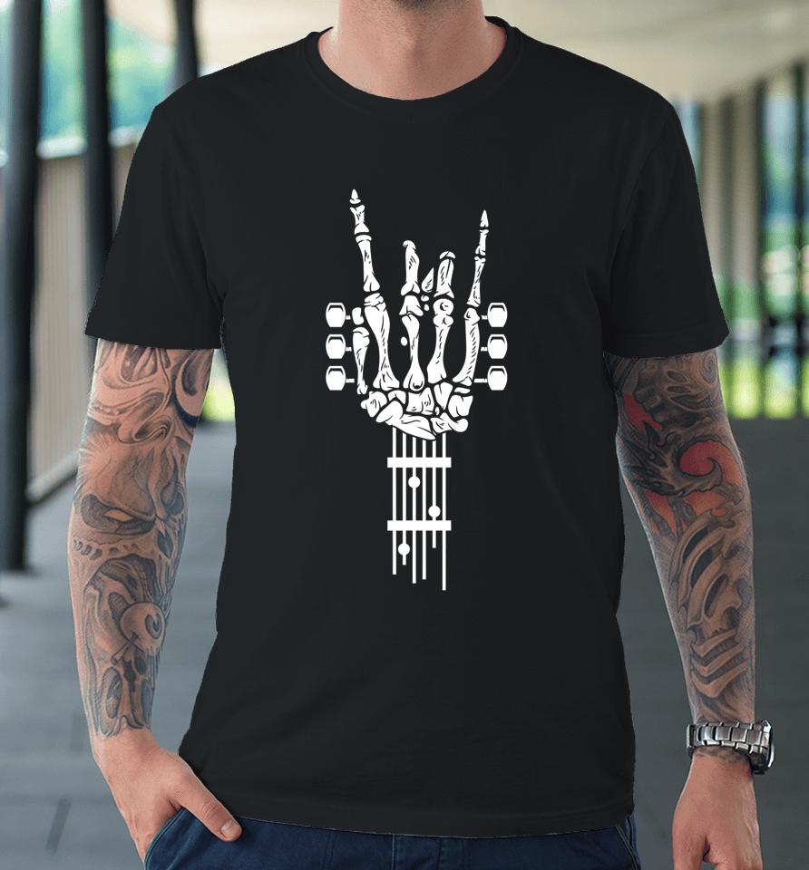 Rock &Amp; Roll Skeleton Guitar Music Lover Gift Premium T-Shirt