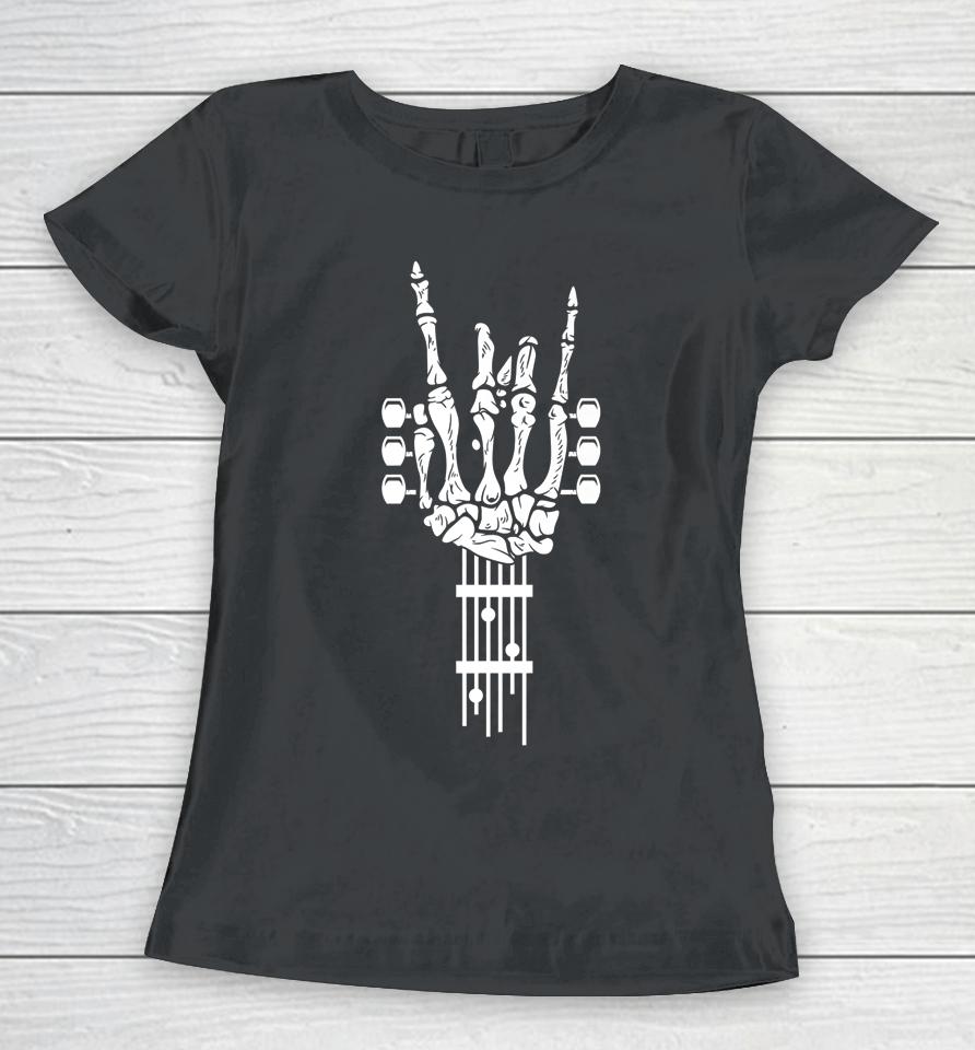 Rock &Amp; Roll Skeleton Guitar Music Lover Gift Women T-Shirt
