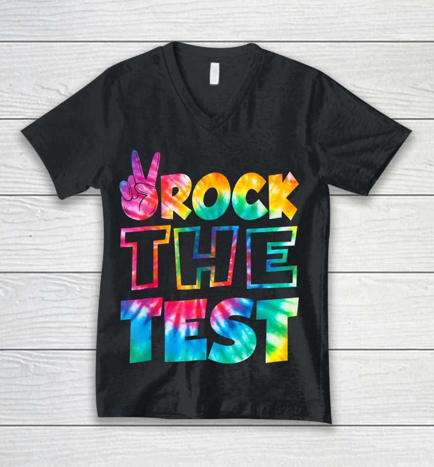 Rock The Test Testing Day Retro Motivational Teacher Student Unisex V-Neck T-Shirt
