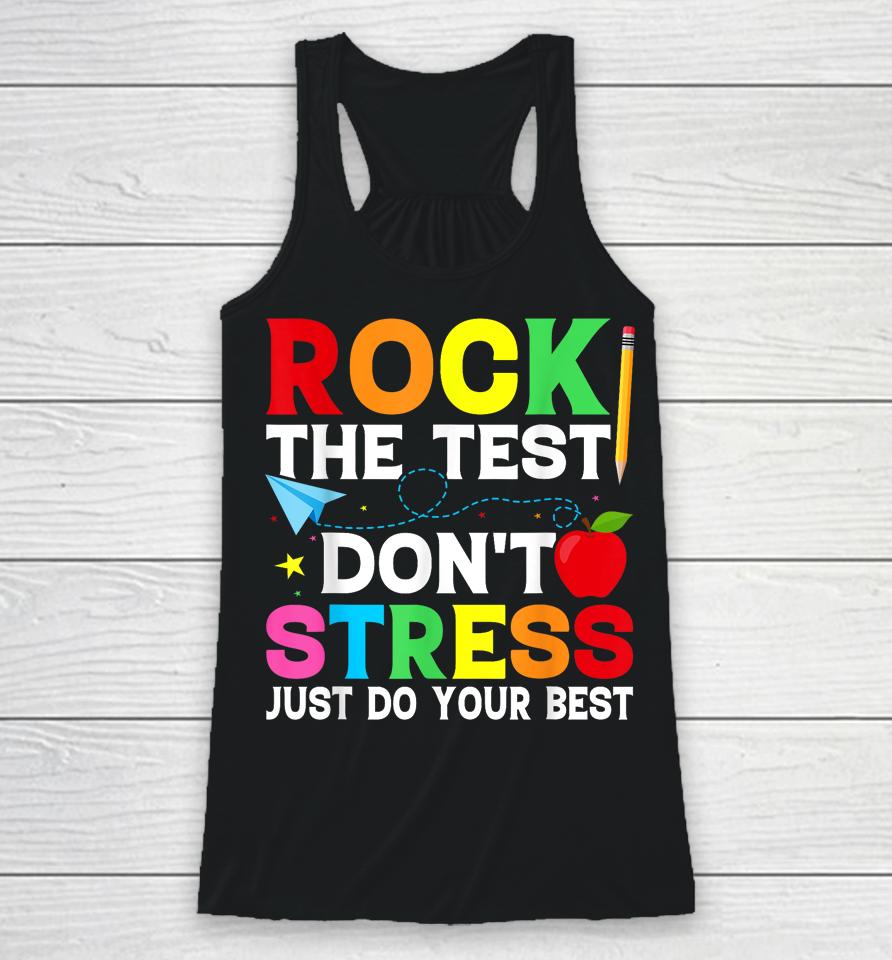 Rock The Test Testing Day Retro Motivational Teacher Student Racerback Tank