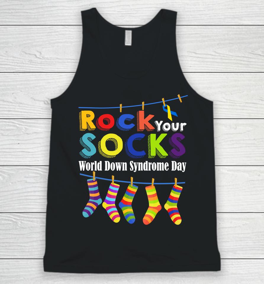 Rock Your Socks Cute 3-21 Trisomy 21 World Down Syndrome Day Unisex Tank Top