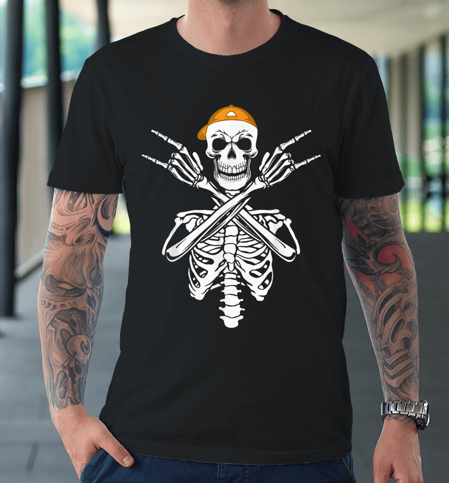 Rocker Skeleton Cap Skater Halloween Hand Rock Premium T-Shirt