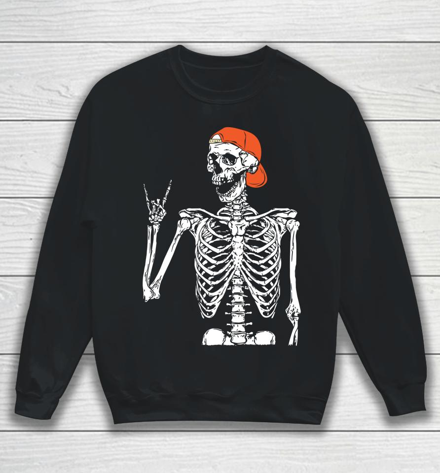 Rocker Skeleton Hand Rock On Costume Funny Halloween Gifts Sweatshirt