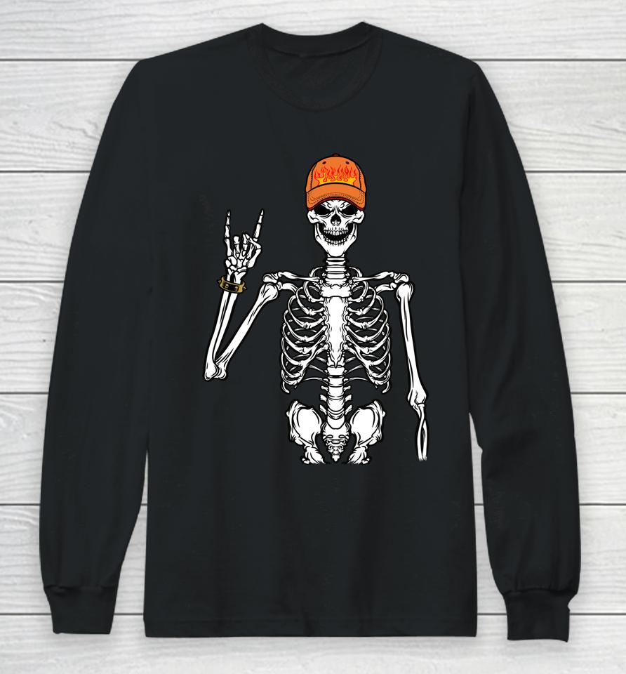 Rocker Skeleton Hand Rock On Costume Funny Halloween Gifts Long Sleeve T-Shirt