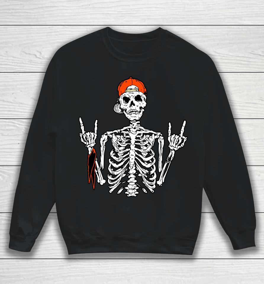Rocker Skeleton Hand Rock On Costume Funny Halloween Sweatshirt