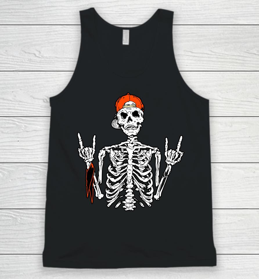 Rocker Skeleton Hand Rock On Costume Funny Halloween Unisex Tank Top