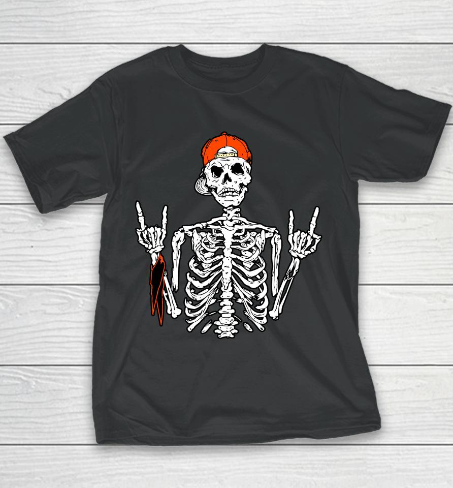Rocker Skeleton Hand Rock On Costume Funny Halloween Youth T-Shirt