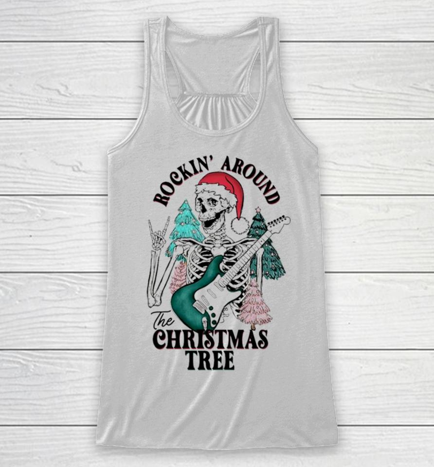 Rockin’ Around The Christmas Tree Skeleton Santa Racerback Tank