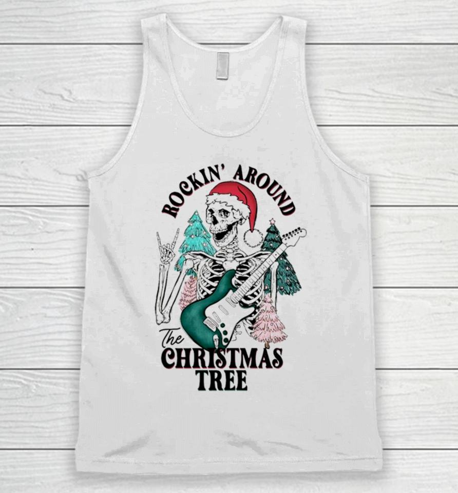 Rockin’ Around The Christmas Tree Skeleton Santa Unisex Tank Top