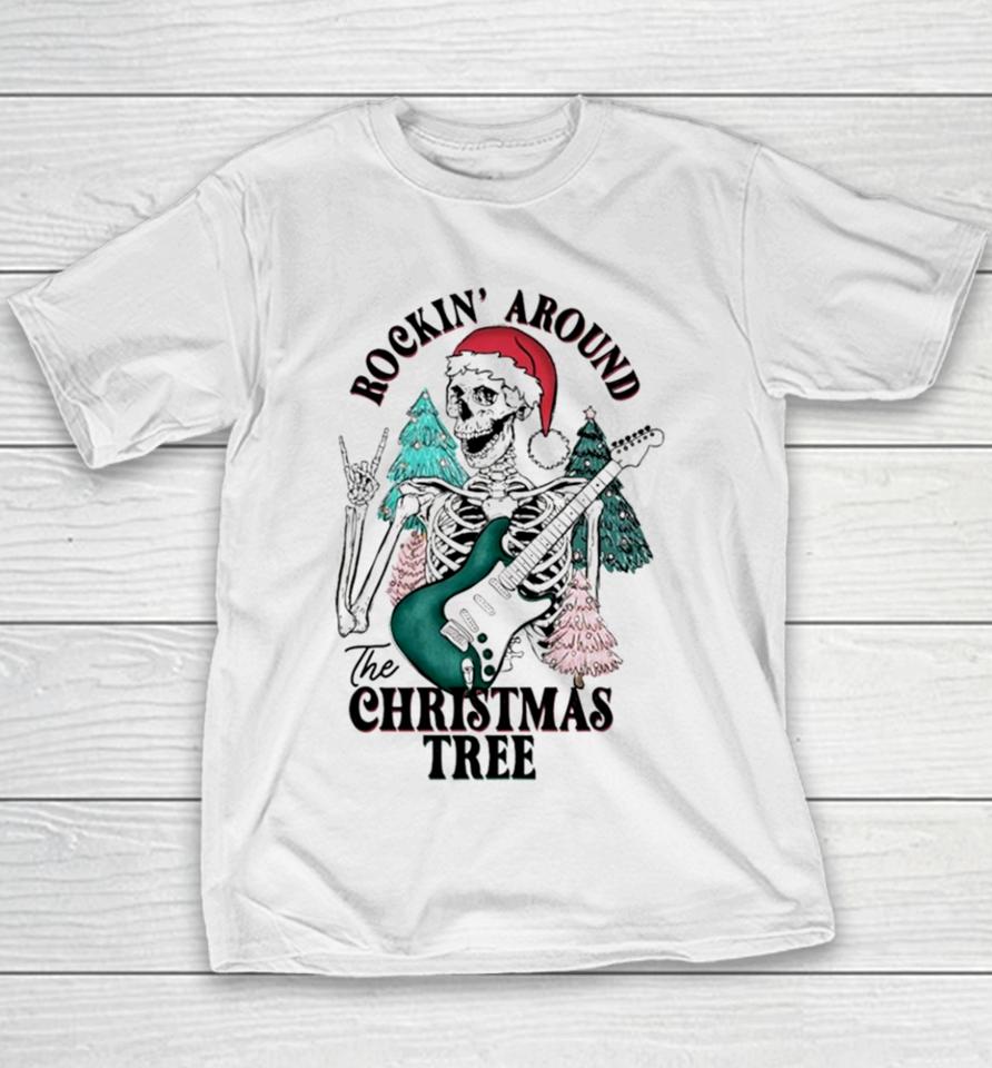Rockin’ Around The Christmas Tree Skeleton Santa Youth T-Shirt