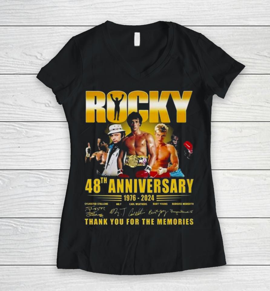 Rocky 48Th Anniversary 1976 2024 Thank You For The Memories Women V-Neck T-Shirt