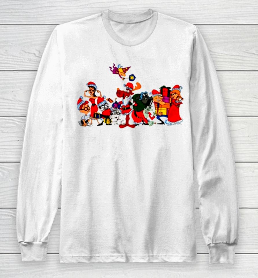 Rocky Bullwinkle Friends Christmas Long Sleeve T-Shirt