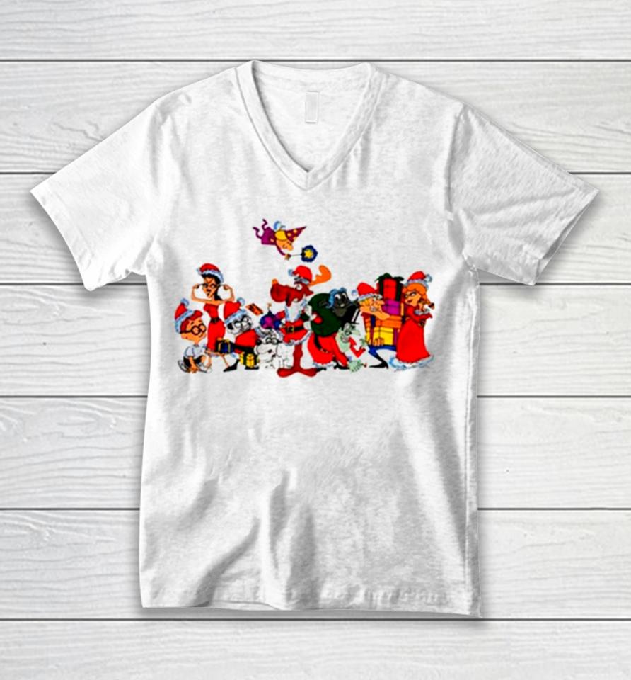 Rocky Bullwinkle Friends Christmas Unisex V-Neck T-Shirt