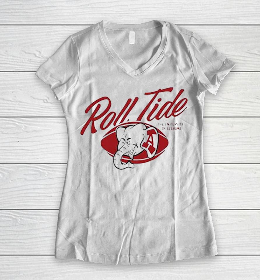 Roll Tide The University Of Alabama Crimson Tide Mascot Women V-Neck T-Shirt