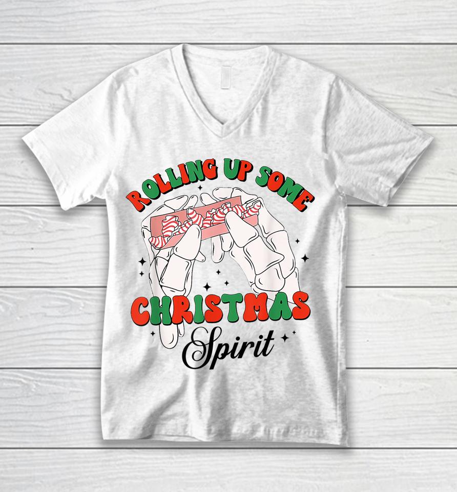 Rolling Up Some Christmas Spirit Xmas Tree Cakes 2022 Outfit Unisex V-Neck T-Shirt
