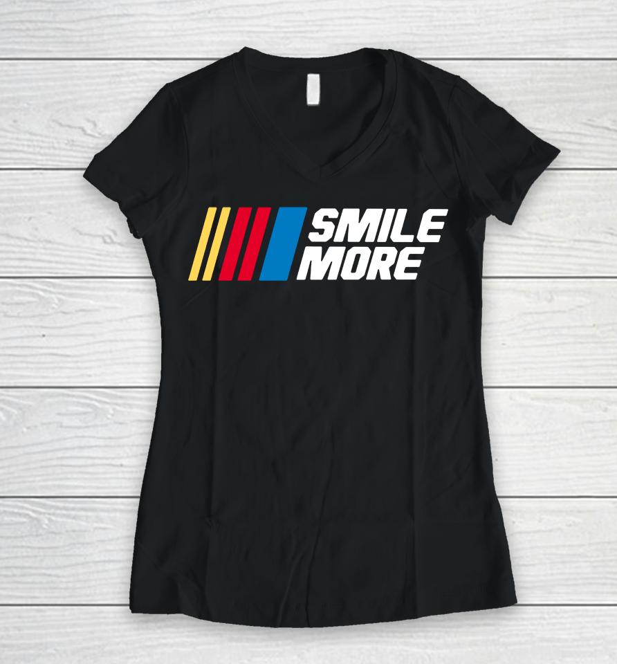 Roman Atwood Smile More Racing Women V-Neck T-Shirt