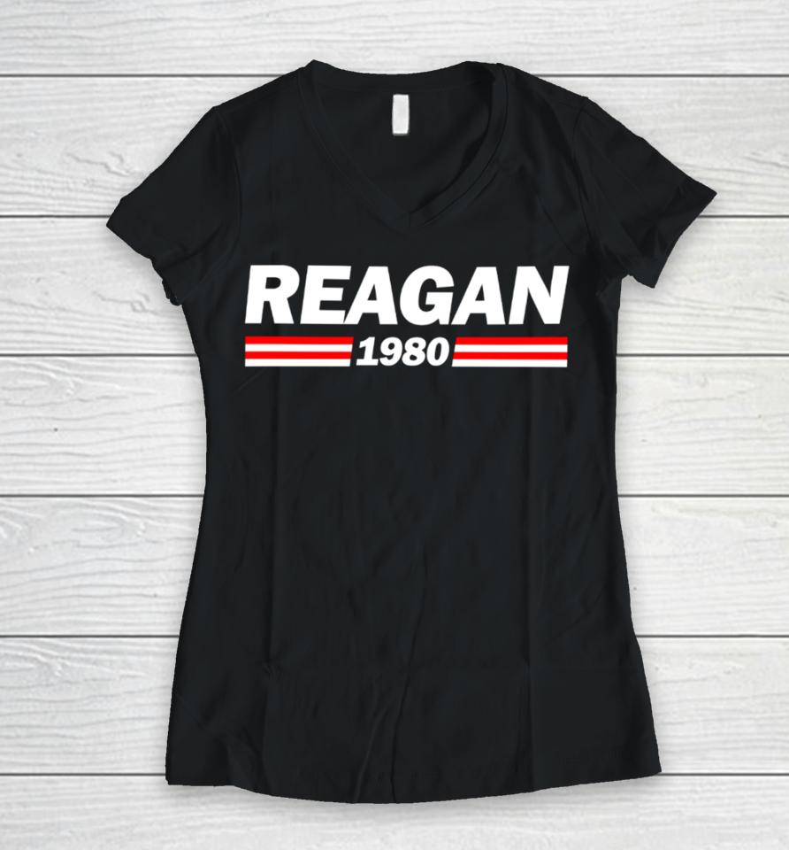 Ronald Reagan 1980 Women V-Neck T-Shirt