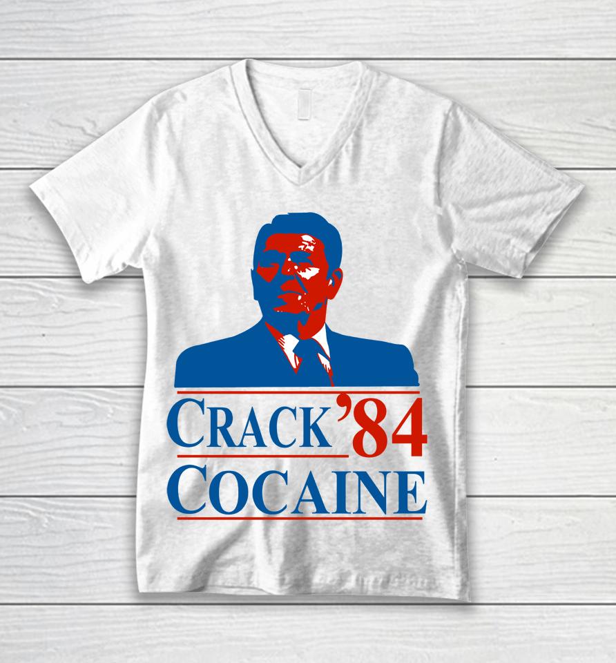Ronald Reagan Crack 84 Cocaine Unisex V-Neck T-Shirt