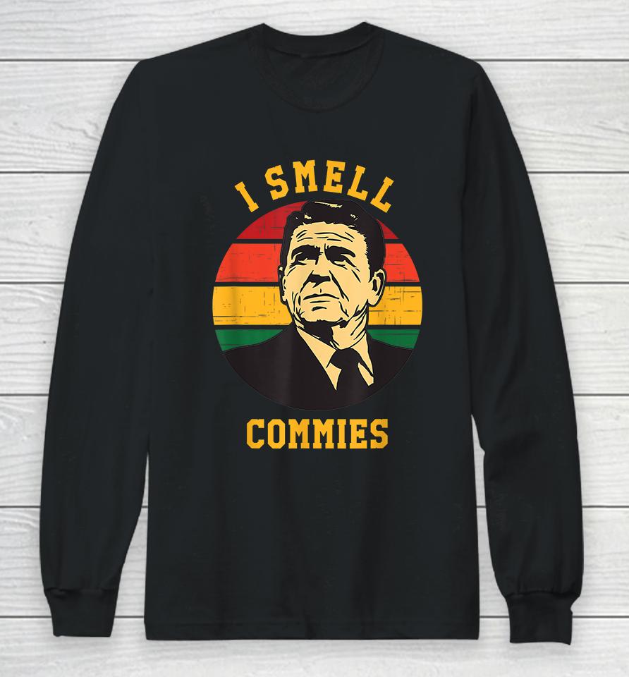 Ronald Reagan I Smell Commies Funny Long Sleeve T-Shirt