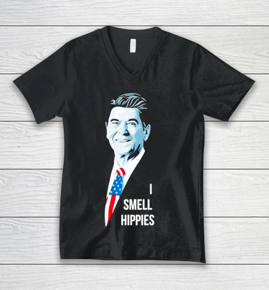Ronald Reagan I Smell Hippies Unisex V-Neck T-Shirt
