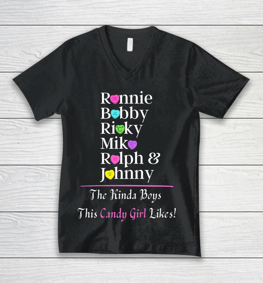 Ronnie Bobby Ricky Mike Ralph &Amp; Johnny Boys This Candy Girl Unisex V-Neck T-Shirt