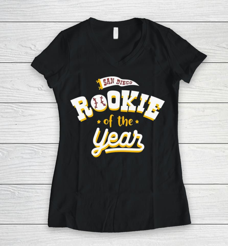 Rookie Of The Year San Diego Padres Baseball Women V-Neck T-Shirt